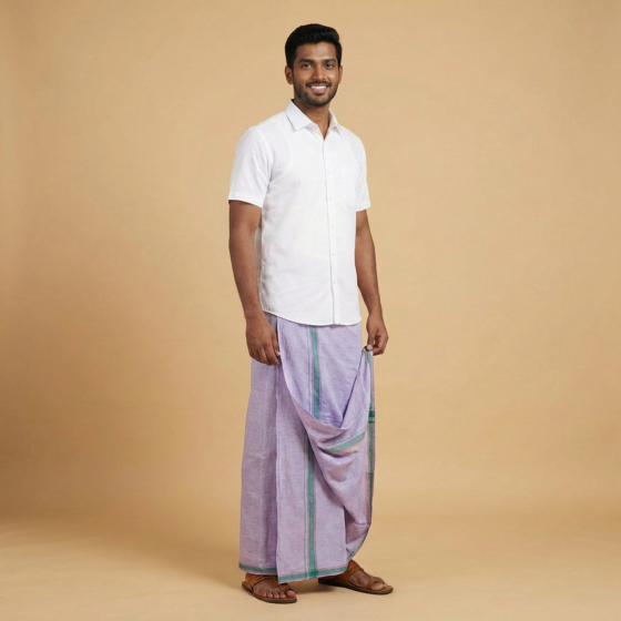 Handloom Cotton Lavender Lungi