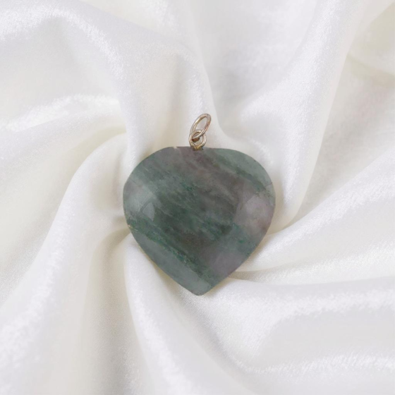 Grey Aventurine Heart Pendant for Reiki Healing