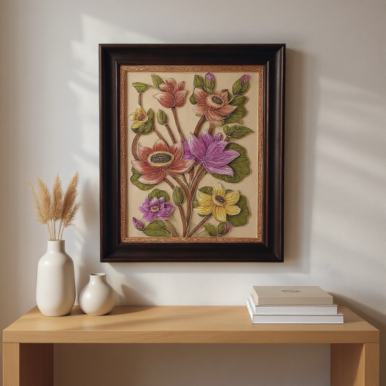 Flower Relief Art Painting on Board