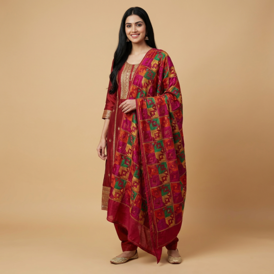 Hand-Embroidered Khaddar Bagh (Shawl) | Multicolour