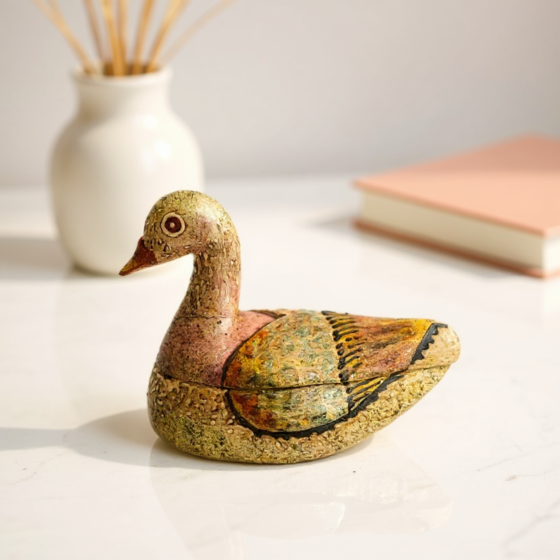 HAND-PAINTED WOODEN DUCK -MINIATURE STORAGE