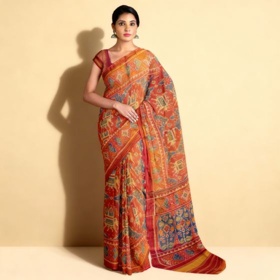 Single Ikat Patola Silk Saree