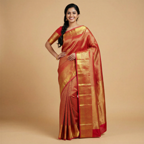 Handloom Salem Silk Maroon Saree 