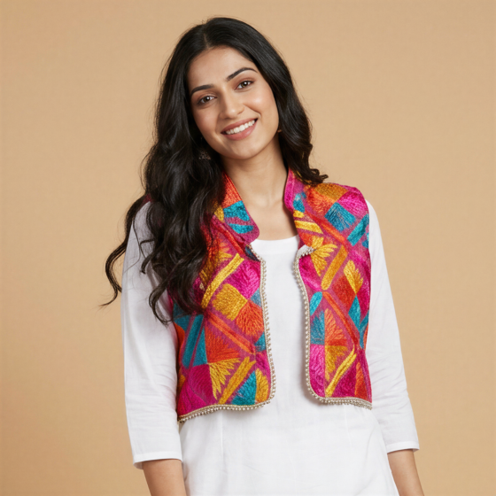 Handmade Phulkari Jacket 