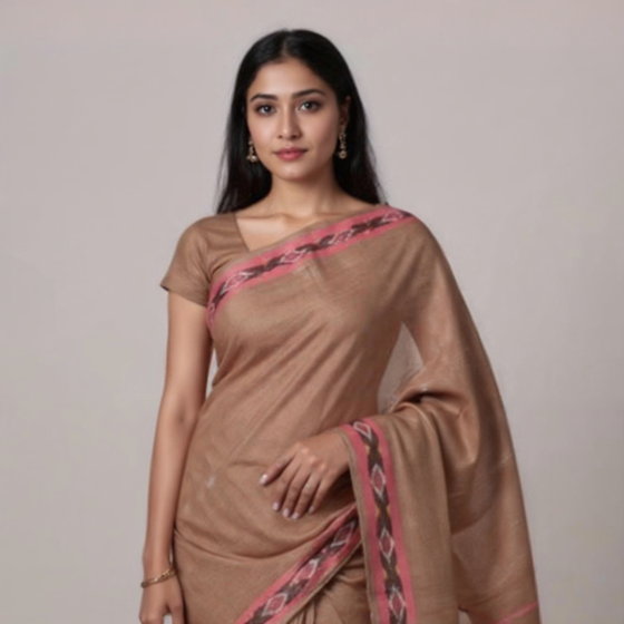 Tie and Dye Cotton Saree-Mauve