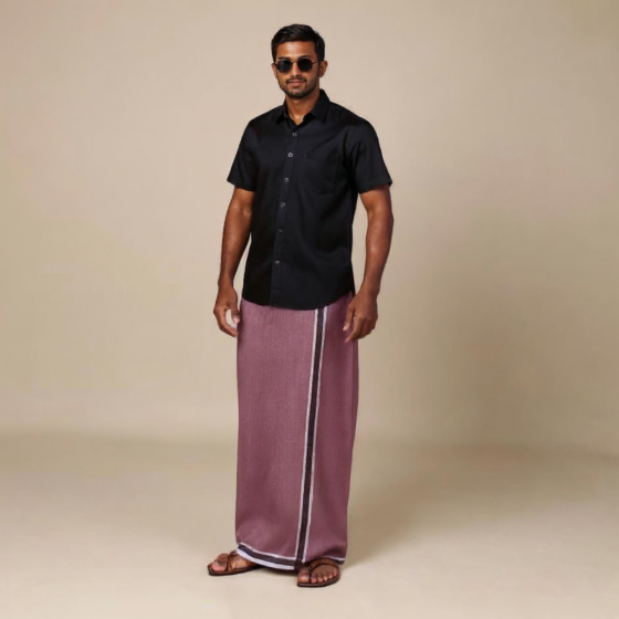 Pure Cotton Dhoti | Rose Colour Dhoti