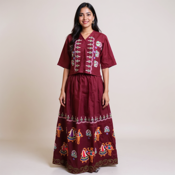 Hand-Embroidered Aari Work Chaniya Choli