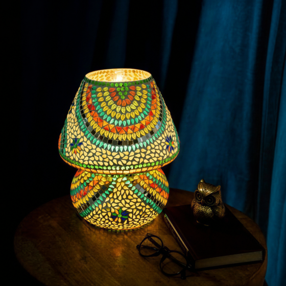 Mushroom-Shaped Glass Table Lamp