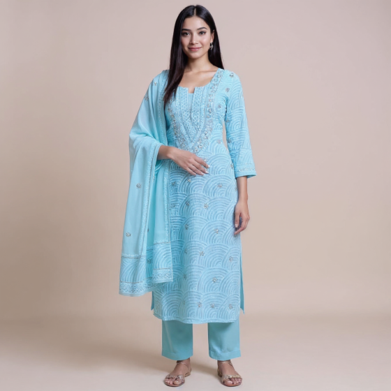 Georgette Unstiched 2 Suit (Sky Blue)