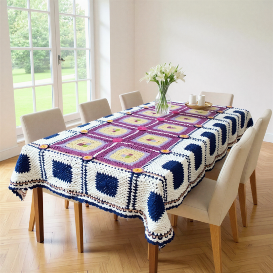 Handmade Crochet Dinning Table Cover | Multicolour