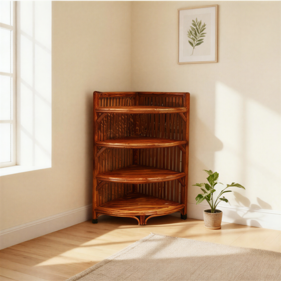 Cane Bamboo Wooden Shelf rack