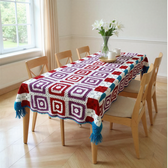 Handmade Crochet Dinning Table Cover | Multicolour