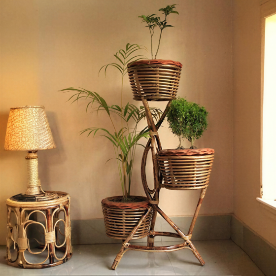 Handmade Cane Side Planter