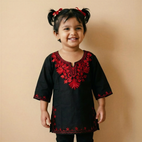Baby emborided pure cotton kurti