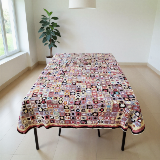 Handmade Crochet Floral Dinning Table Cover | Multicolour