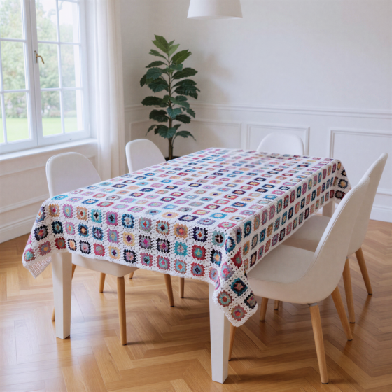 Handmade Crochet Floral Dinning Table Cover | Multicolour