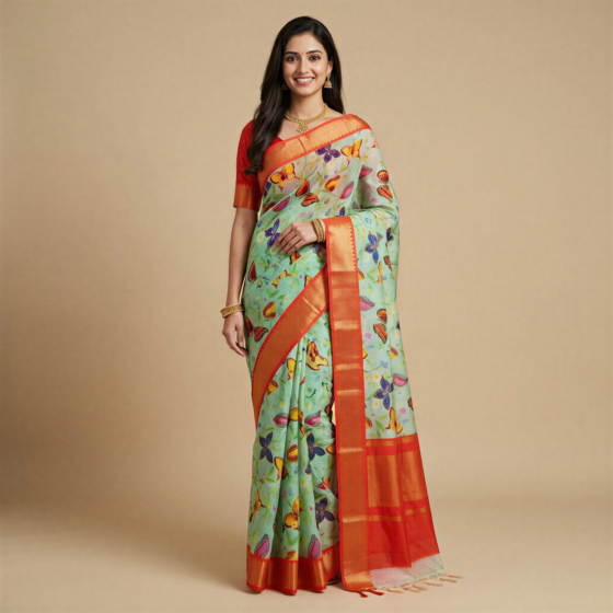 Digital Print Silk Saree