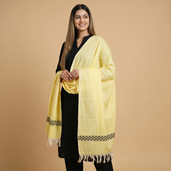 Handloom Cotton Yellow Dupatta
