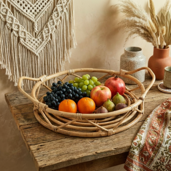 Handmade Cane and Bamboo Tray