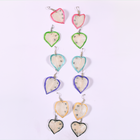 Handmade Heart-Shaped Fish Scale Earrings | Set of 6