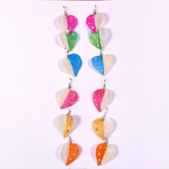 Handmade Heart-Shaped Fish Scale Earrings | Set of 6