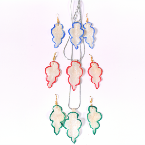 Handmade Fish Scale Pendant with Earrings | Multicolor | Set of 3