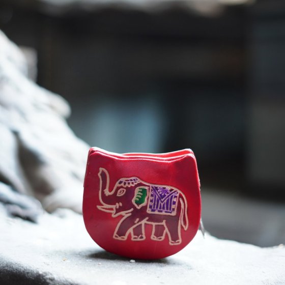 Genuine leather Small Coin Purse | Elephant Design 