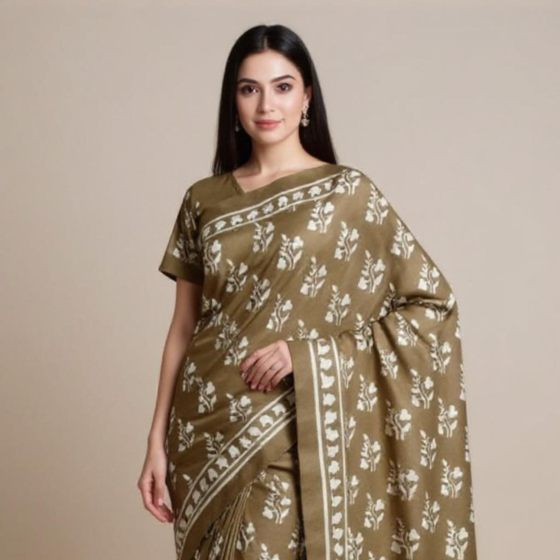 Mulberry Silk Printed Saree(Handloom)