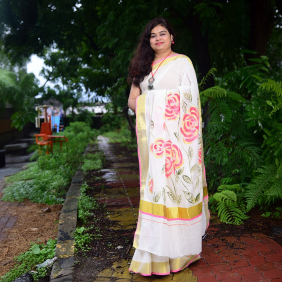 Hand-Painted Kerala Kasavu Saree