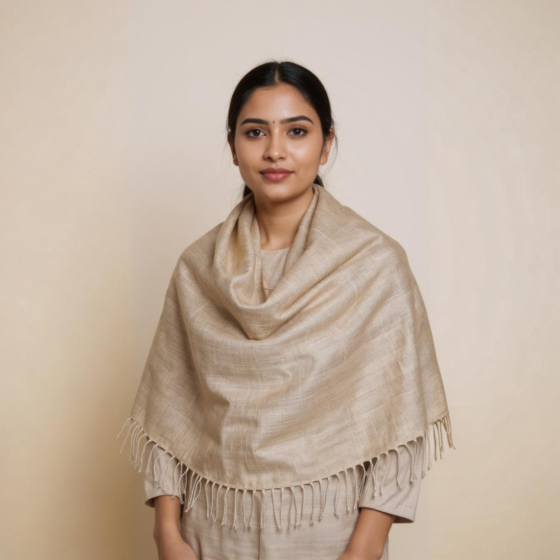 Handloom Muga Silk Golden Sador | 300x121.92 cm