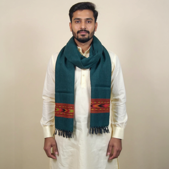 Green Kullu Woollen Stole for Men