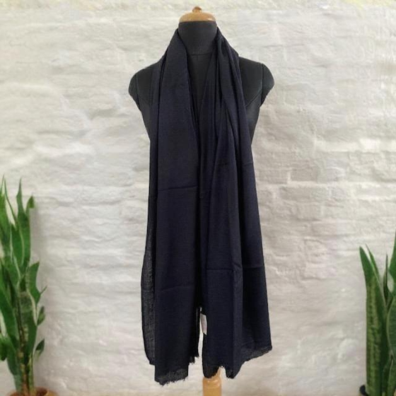 Handwoven Tusha Black Woollen Shawl