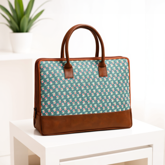 Premium Leather and Fabric Laptop Bag