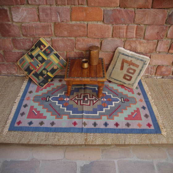 Handmade Rug for Coffee Table - Blue