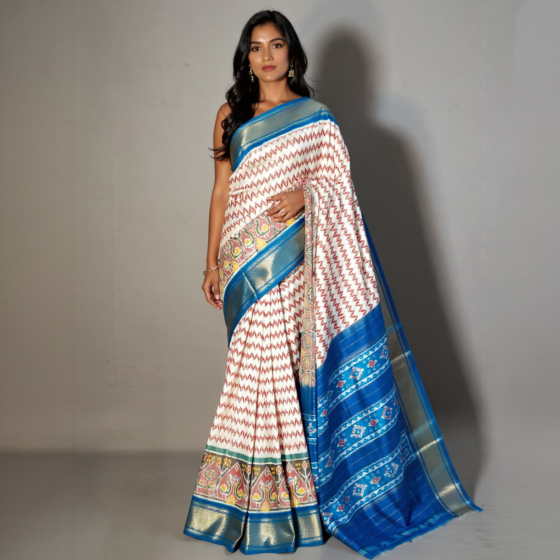 Ikkat Pure Silk Saree
