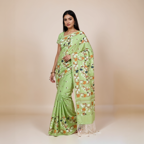 Soft Cotton Saree with Blouse Piece -Green