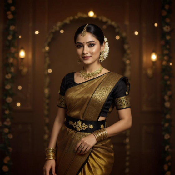 Handcrafted Zari Work Belt | Black