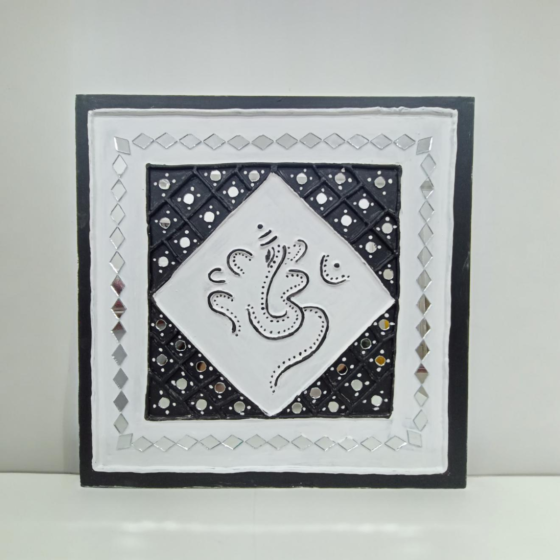 Handcrafted Mud Work Ganesha Wall Hanging | 12x12 Inches