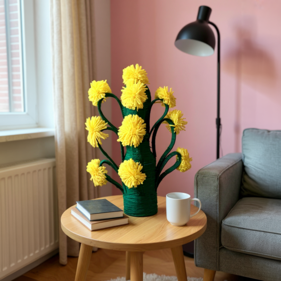 Handcrafted Woollen Thread Flower Pot | 9 Inches