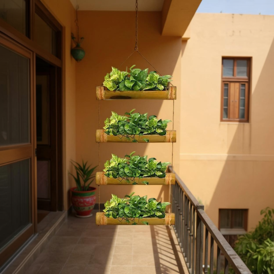 Bamboo Planters with Adjustable Rope