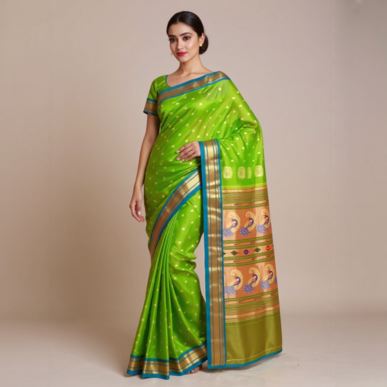 Handloom Green Paithani Silk Saree