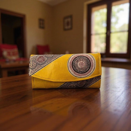 Genuine Leather Clutch Bag Purse | Yellow