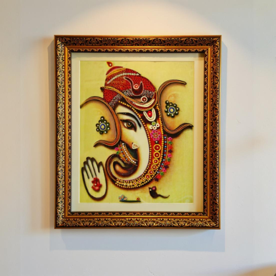 Handmade Ganesha Wall Art by Award-Winning Artist | 16x18 Inches