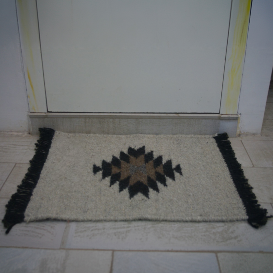 Handmade Camel and Goat Hair Door Mat in White