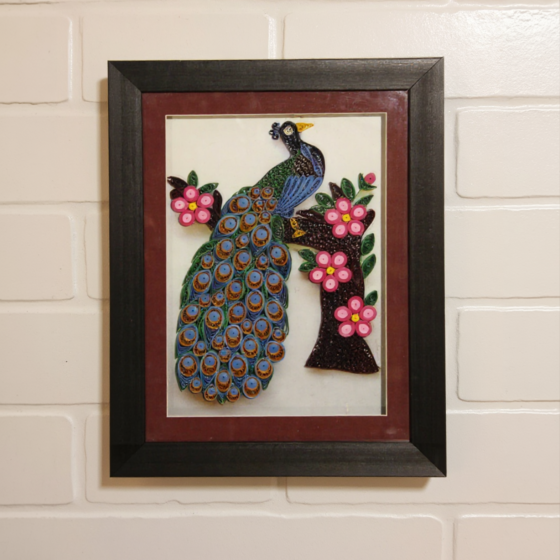 Elegance in Quills Peacock Photo Frame
