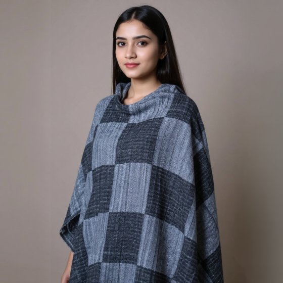 Handmade Grey Silk-Wool Shawl