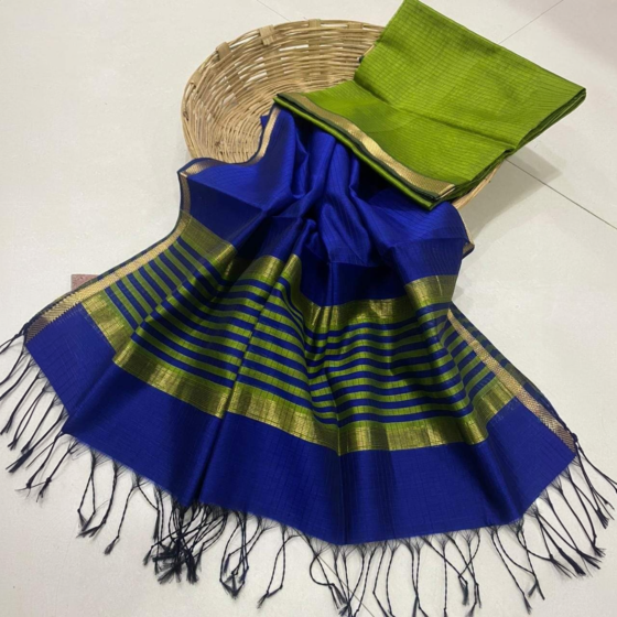 Cotton Saree with Blouse Piece | Royal Blue