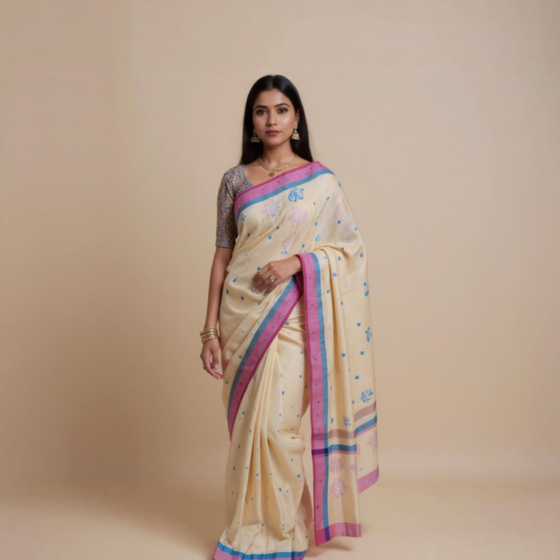 Handloom Chanderi Silk Saree | Yellow | 6.25 Mtrs