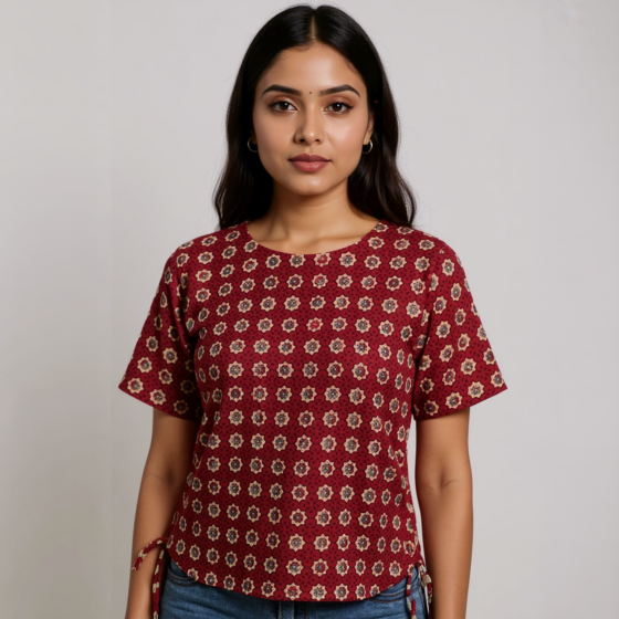 Hand-Printed Casual Top for Women