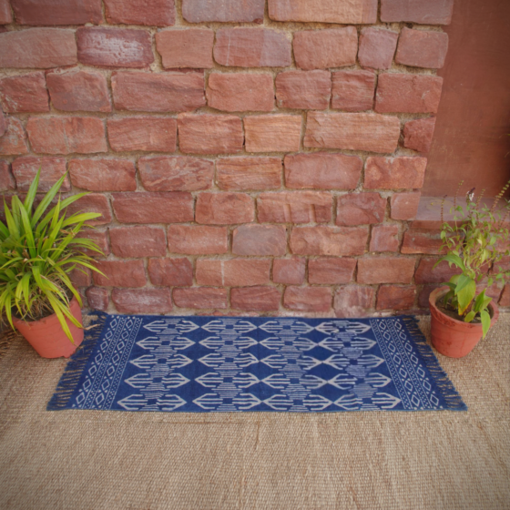 Cotton Handblock Print Rug | Handcrafted Rug